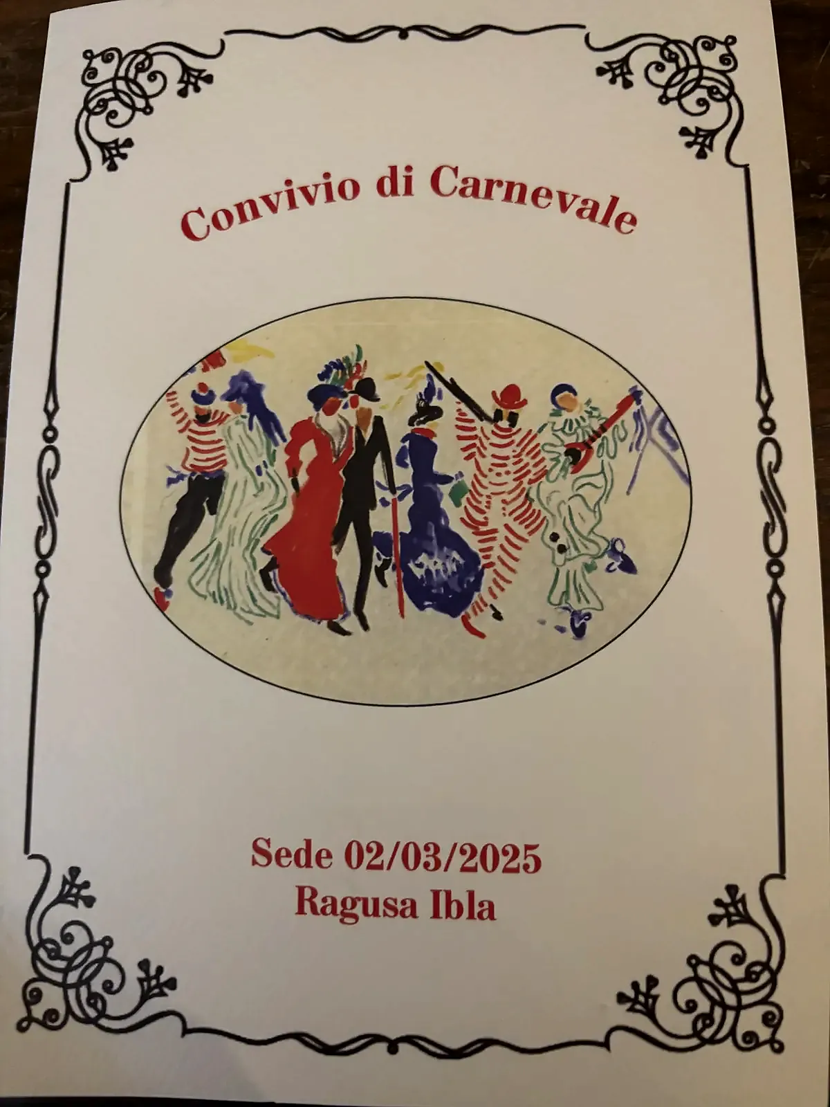 Il programma del Convivio di Carnevale nella sede di Ragusa Ibla